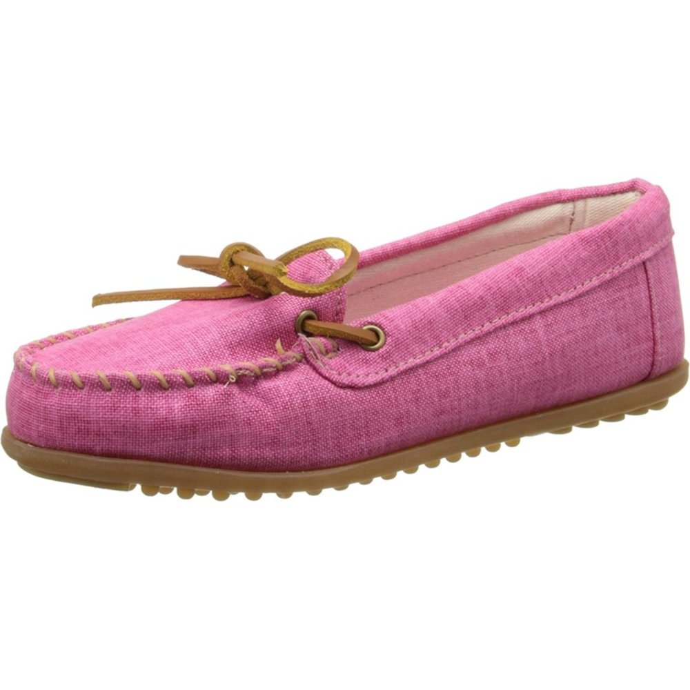 Minnetonka Hot Pink Canvas Moccasin Shoes 9.5